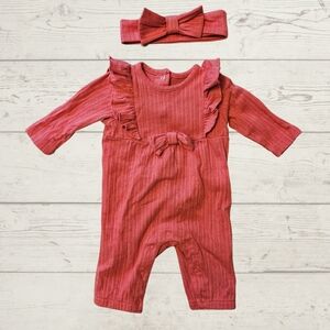 Little Me Jumpsuit Romper With Matching Headband Size 3m
